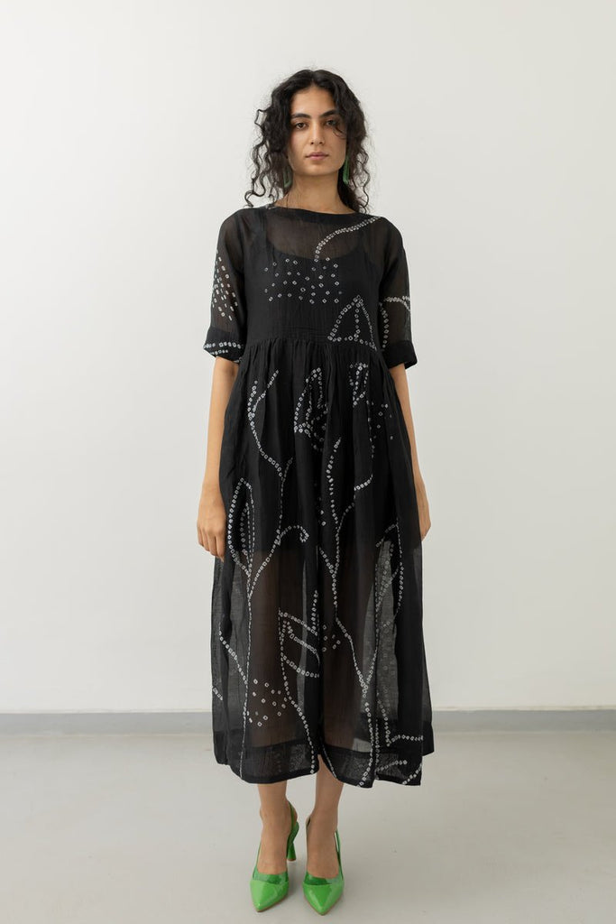 Black Bandhani Dress - CiceroniDressesSilai Studio