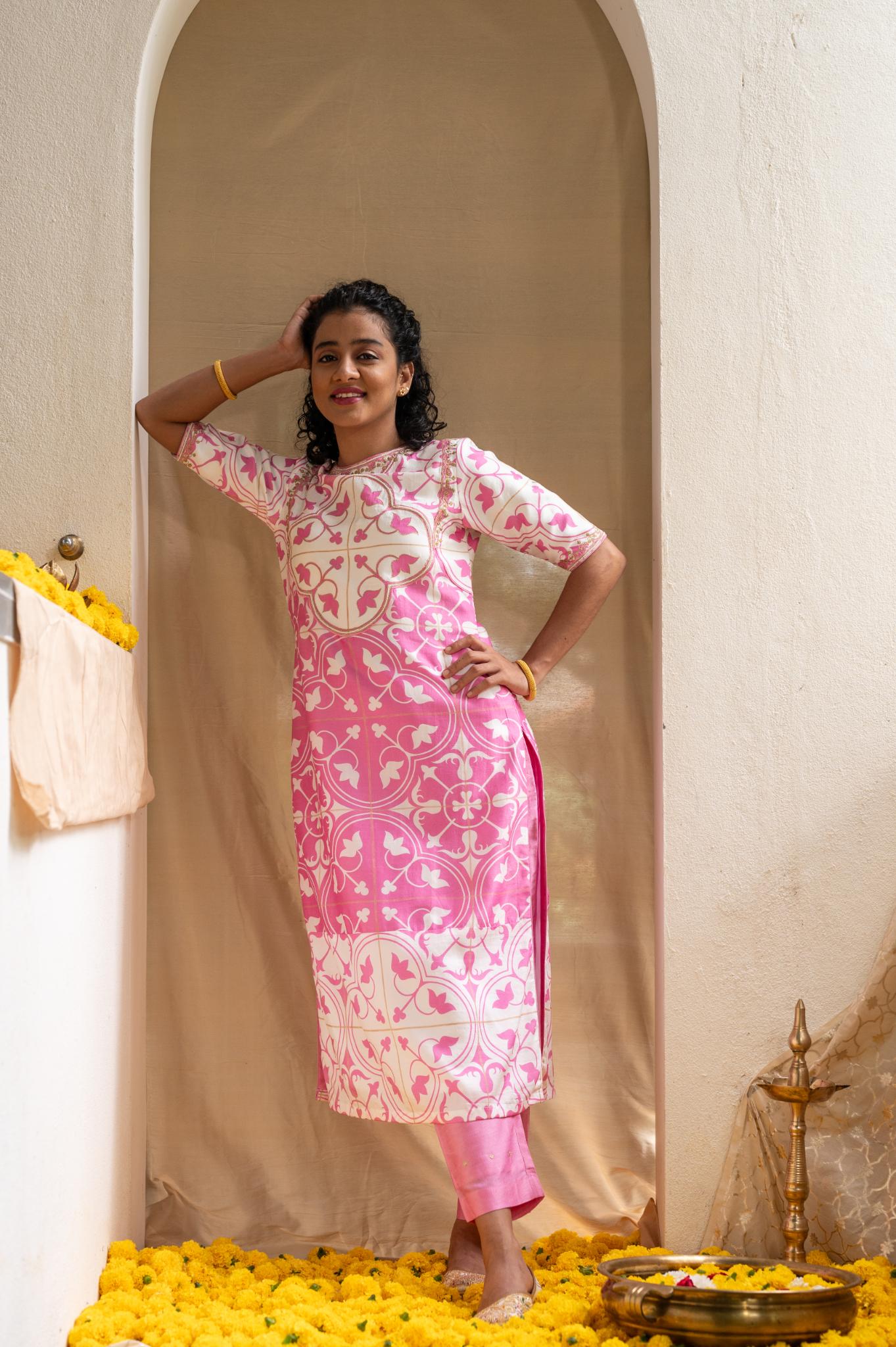 Blossom & Blush Azulejos Fiesta - CiceroniKurta Set, Festive WearPrachi Kamat