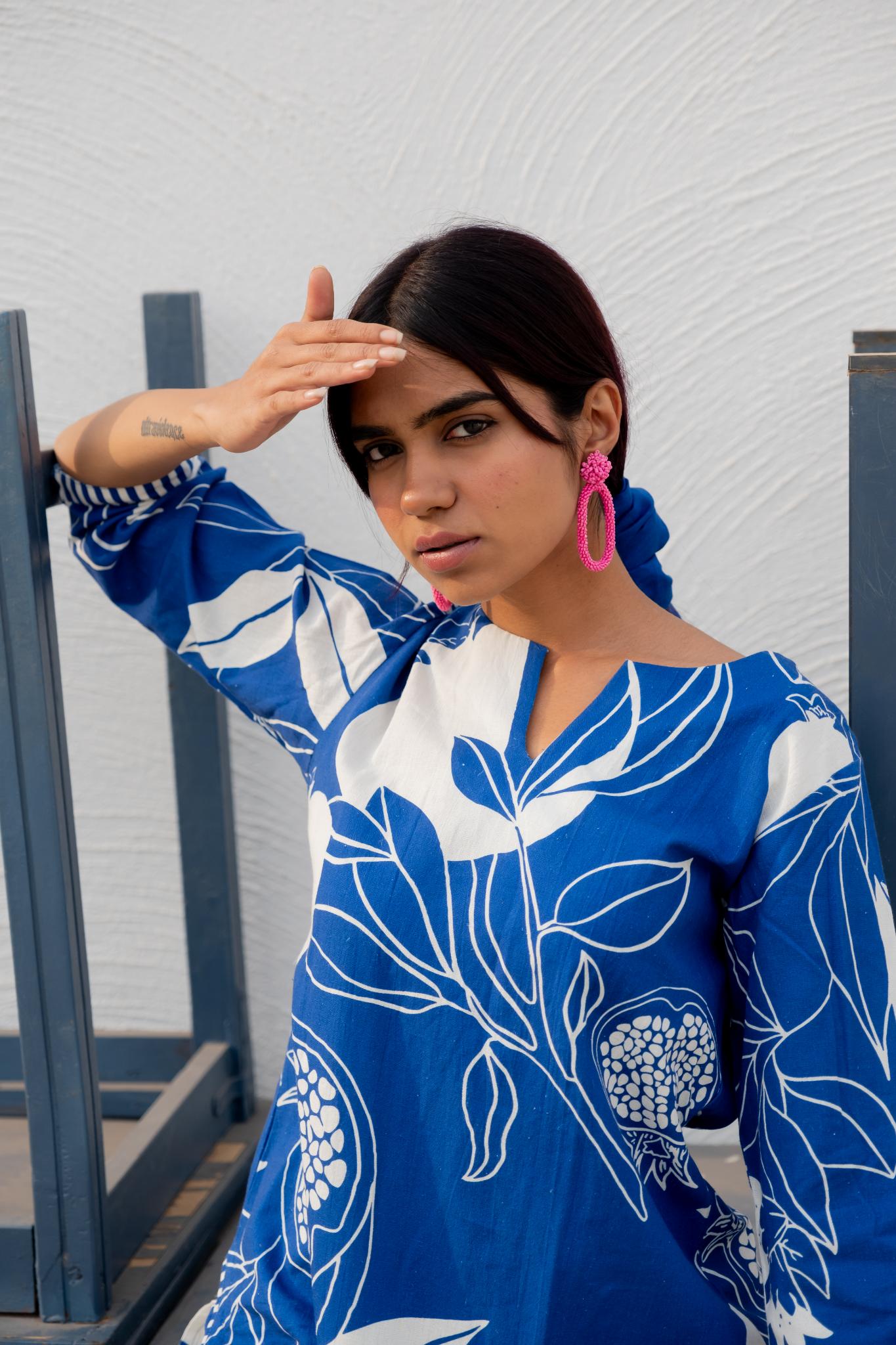 Blue Anaar Kurta and Pants Co-ord Set - CiceroniKurta SetSilai Studio