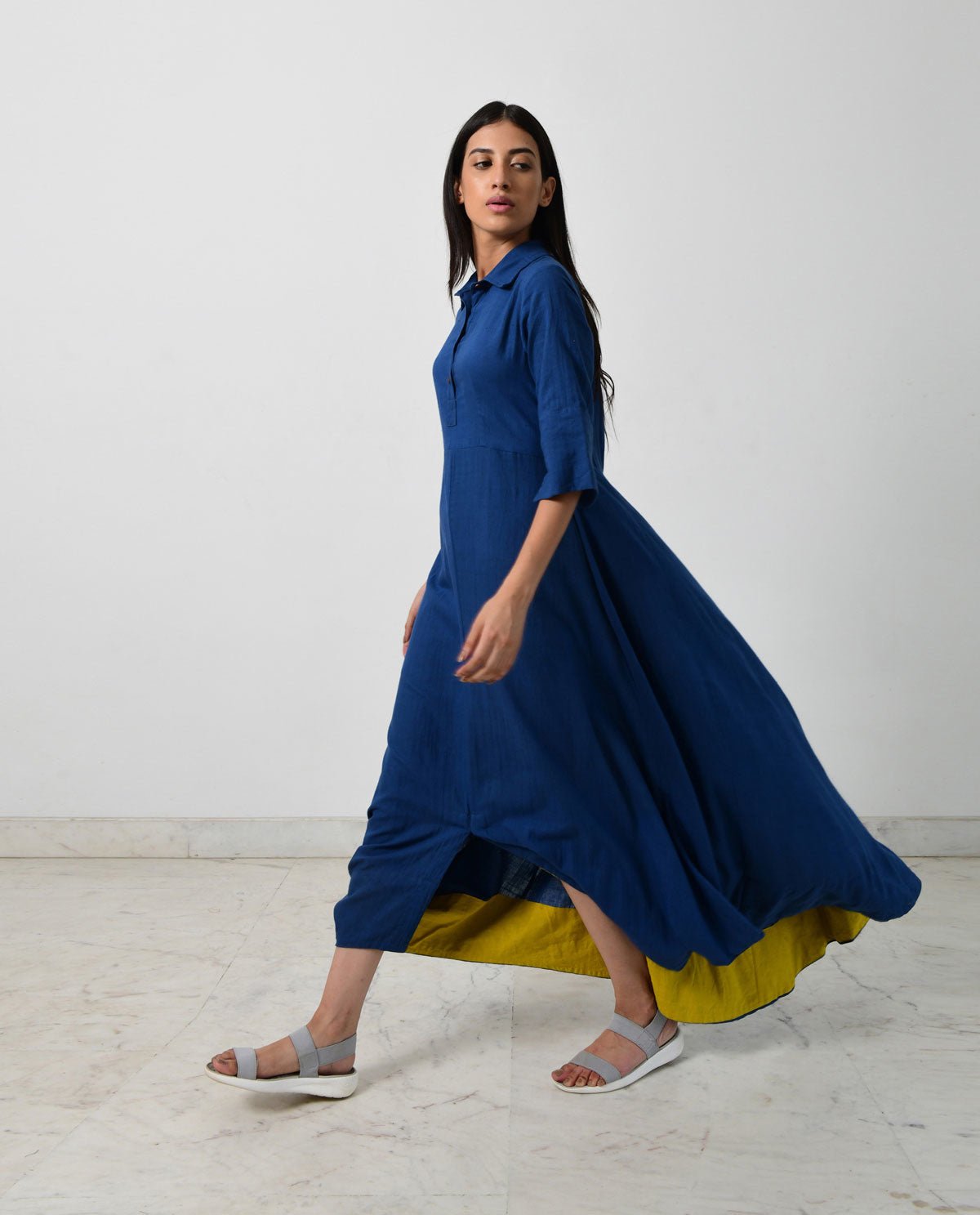 Blue Collar Jumpy Dress - CiceroniDressesRias Jaipur