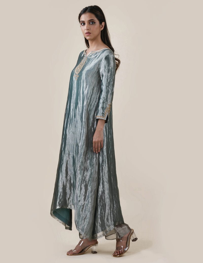 Blue Tissue - A-line Kurta Set - CiceroniBhavik Shah