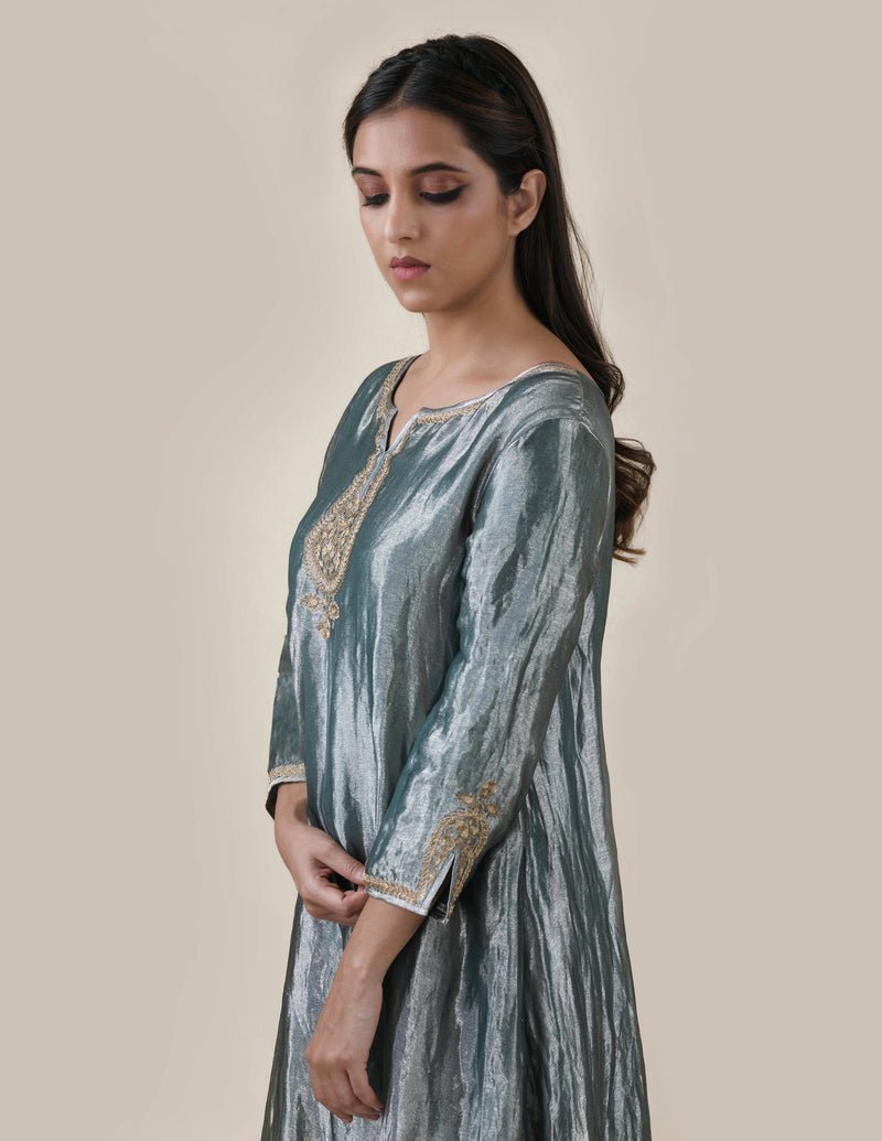 Blue Tissue - A-line Kurta Set - CiceroniBhavik Shah