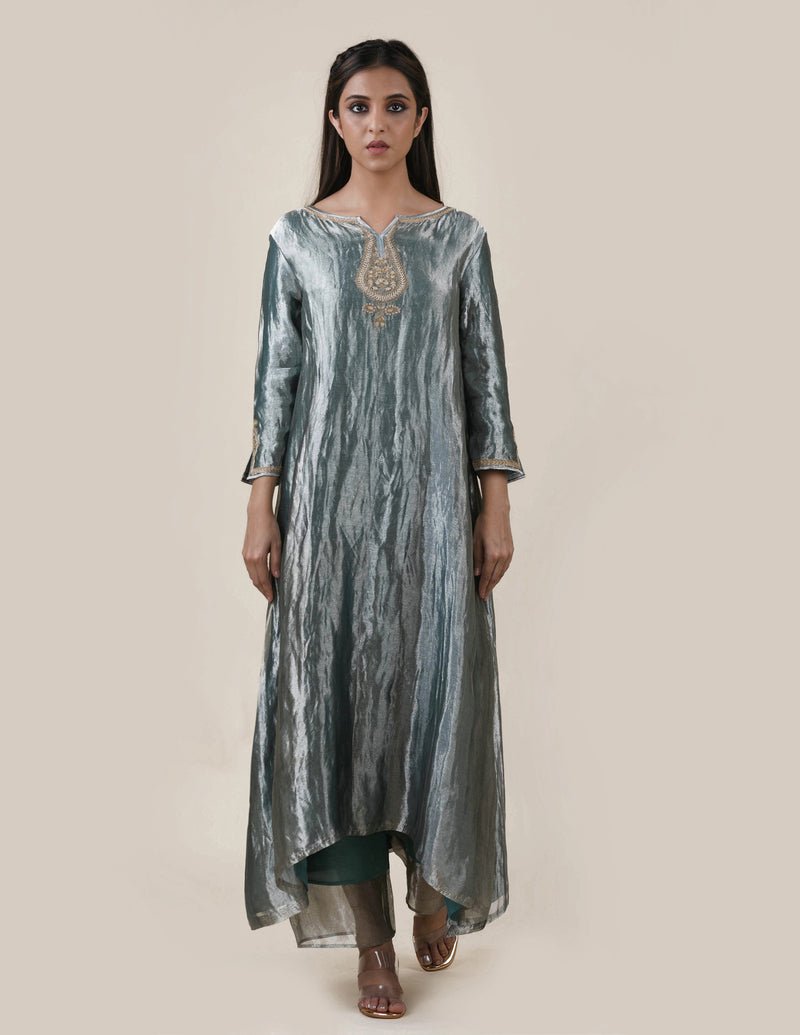 Blue Tissue - A-line Kurta Set - CiceroniBhavik Shah
