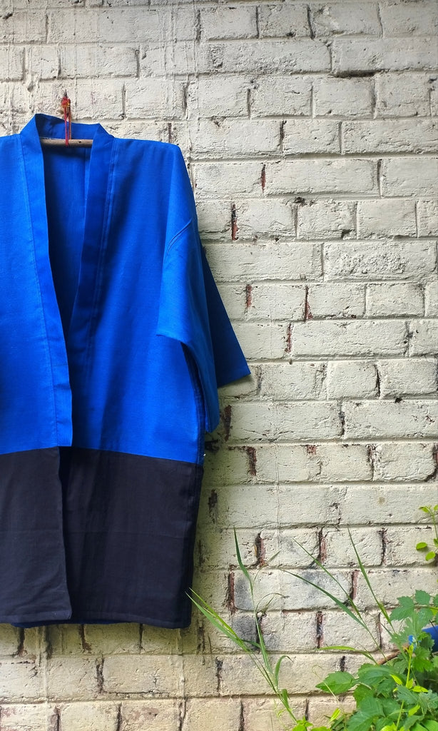 Bottle Blue Kimono Jacket - CiceroniJacketsPatch Over Patch