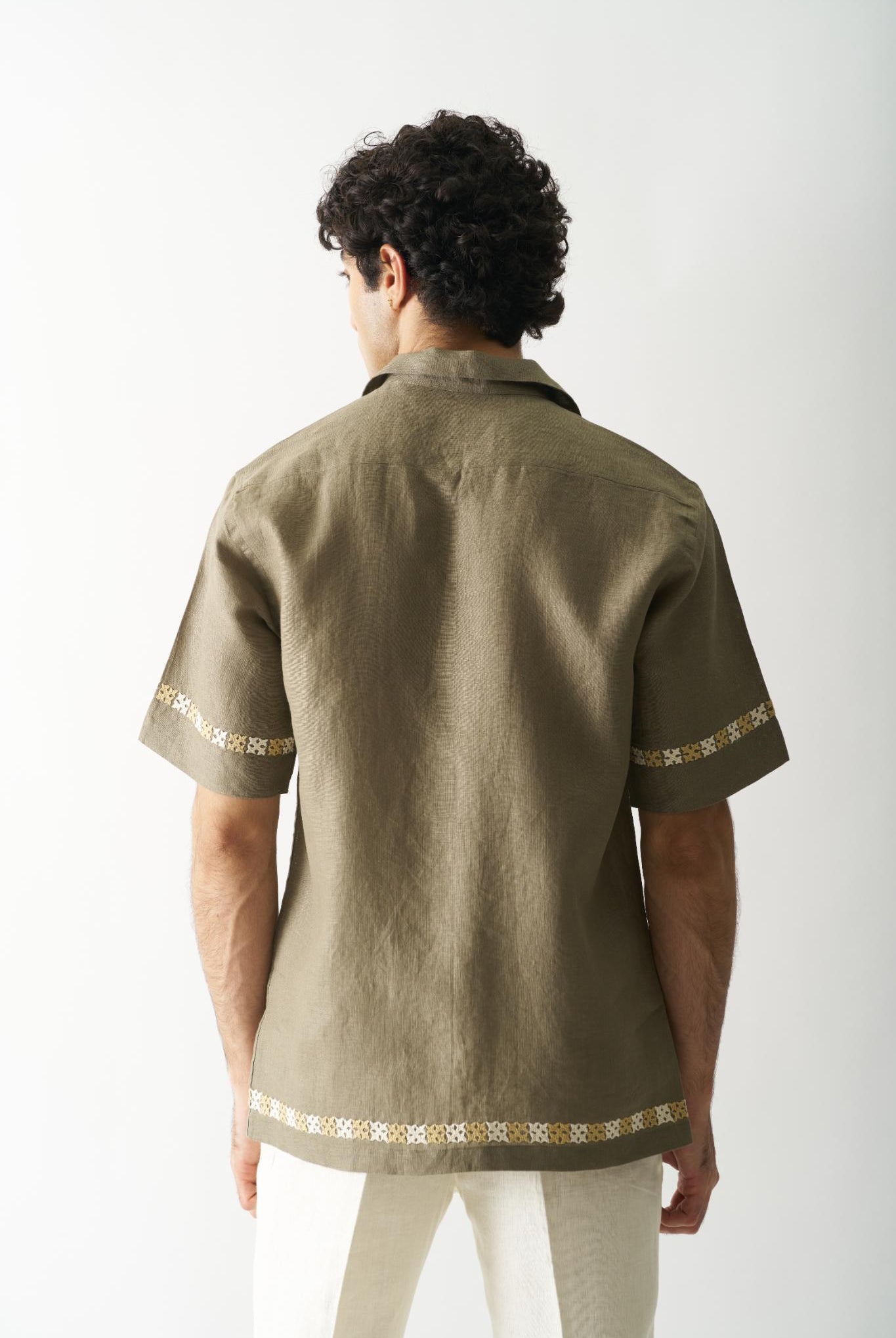 Call Me Aesthetic - Mens Hand Embroidered Pure Linen Shirt - CiceroniShirtsCultura Studio