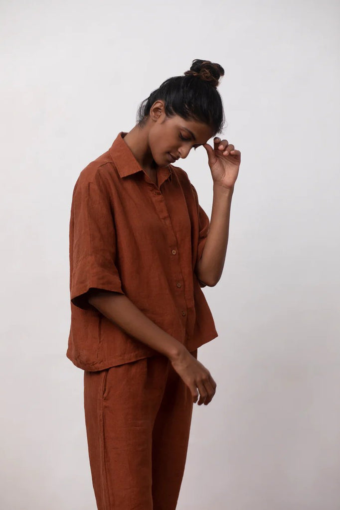 Cinnamon Linen Pyjama Set - CiceroniCo-ord SetSaphed