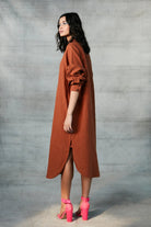 Cinnamon Linen Shirt Dress - CiceroniDressesSaphed