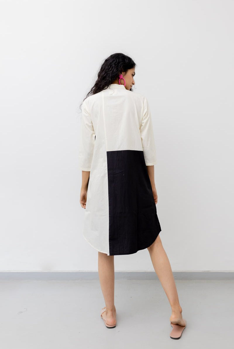 Cream and Coal Shirt Dress - CiceroniDressesSilai Studio