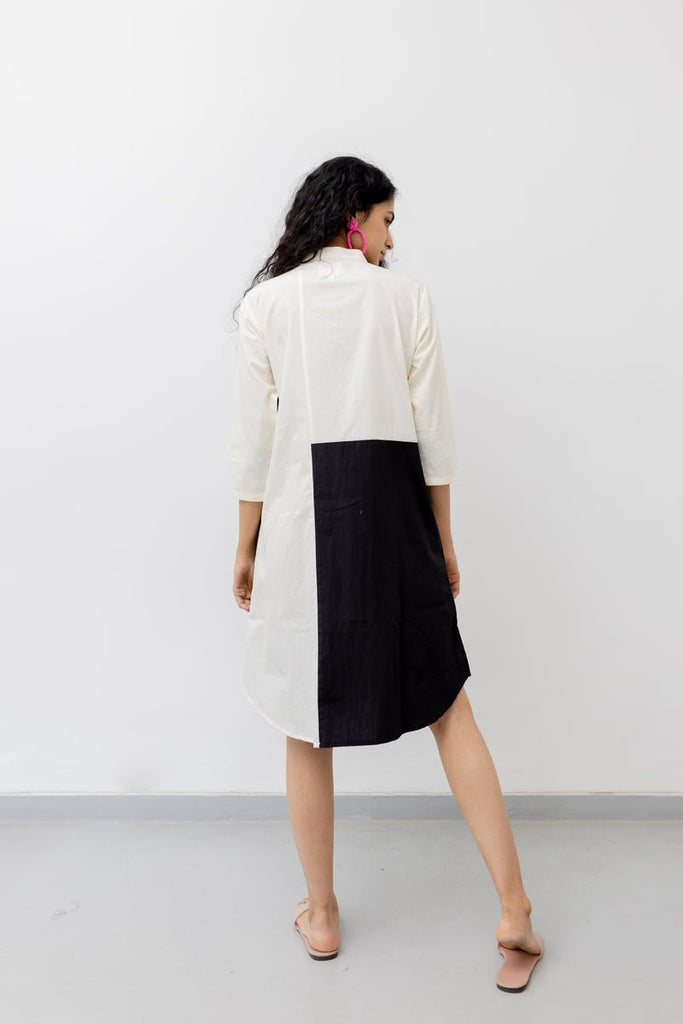 Cream and Coal Shirt Dress - CiceroniDressesSilai Studio