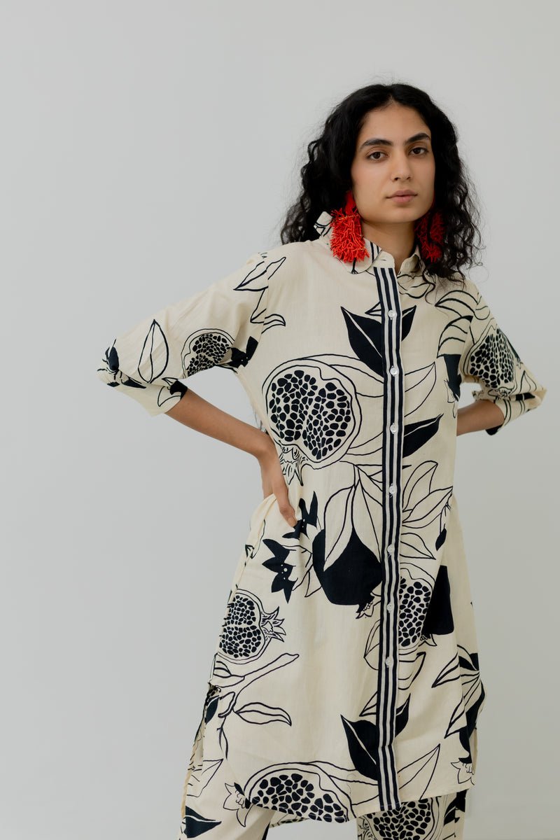 Cream Pomegranate Print Tunic and Pants Co-Ord - CiceroniCo-ord SetSilai Studio