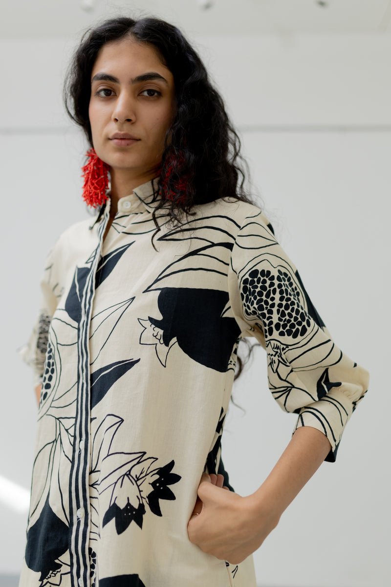 Cream Pomegranate Print Tunic and Pants Co-Ord - CiceroniCo-ord SetSilai Studio