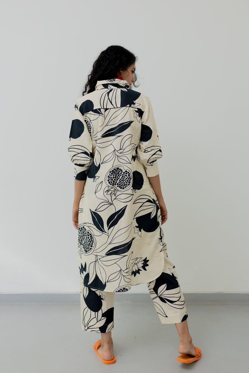 Cream Pomegranate Print Tunic and Pants Co-Ord - CiceroniCo-ord SetSilai Studio