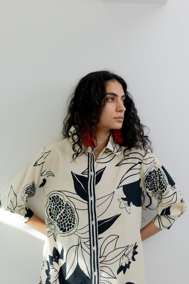 Cream Pomegranate Print Tunic and Pants Co-Ord - CiceroniCo-ord SetSilai Studio