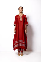 Crimson Red Chanderi Silk Kurta Set with Dupatta - CiceroniBhavik Shah