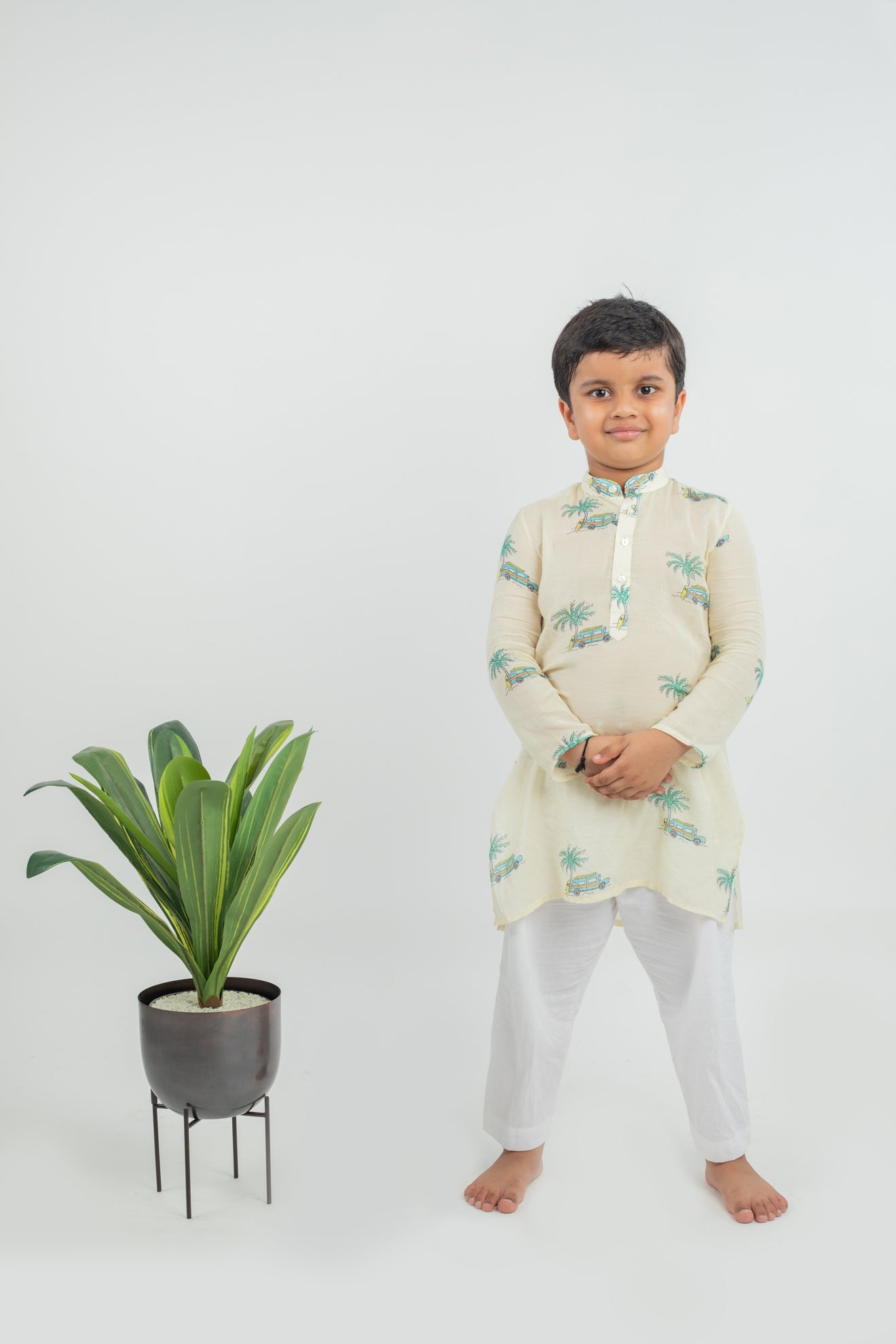 Digital Print Muslin Kurta Pajama In Yellow - CiceroniMr. Brat
