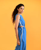 Egyptian Blue Cut Dress - CiceroniDressesRias Jaipur