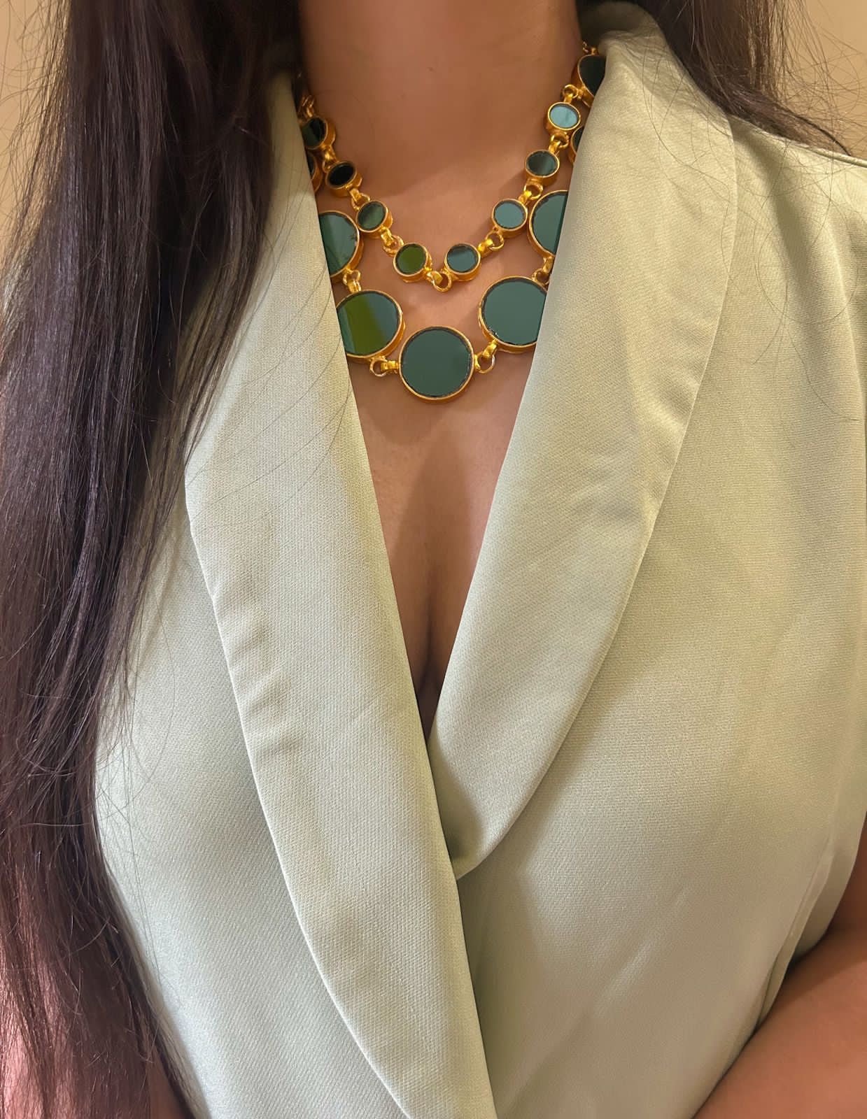 Eira Green Gold Plated Neckpiece - CiceroniNeckpieceAimra'a