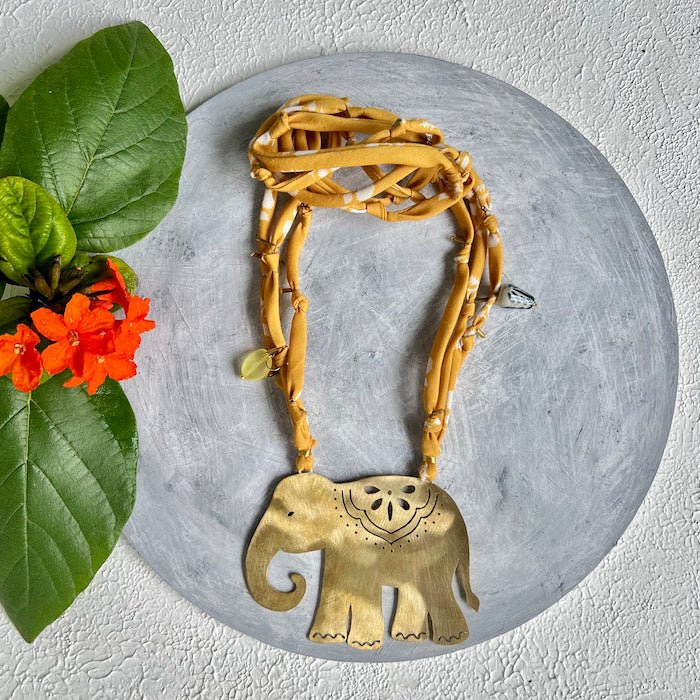 Elephant Brass Neckpiece - D156 - CiceroniNeckpieceRaDicalS by Radhika Sanghvi