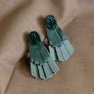 Embroidered stud fringe earrings - CiceroniNoupelle
