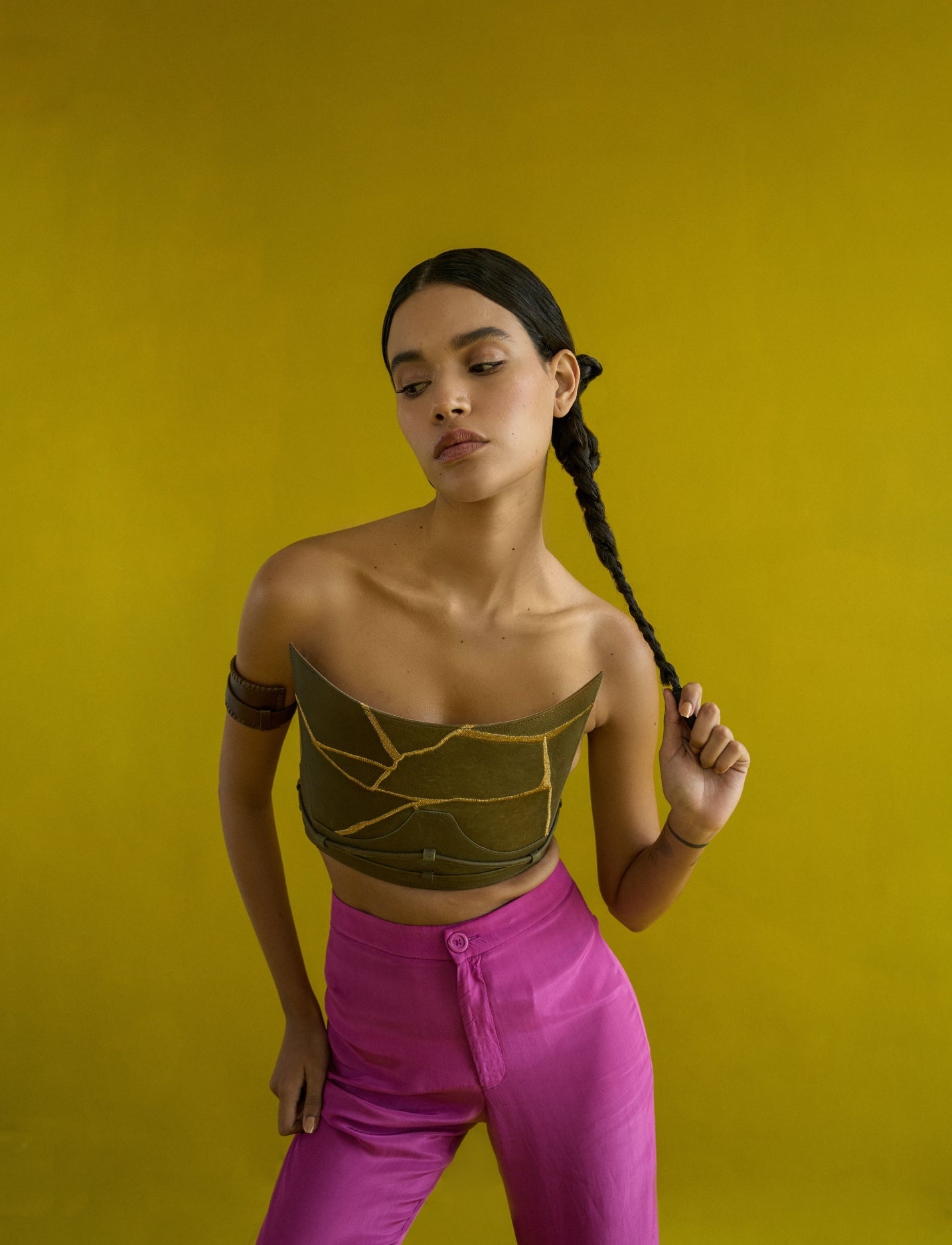 Eva Corset in Olive - CiceroniCorsetEconock