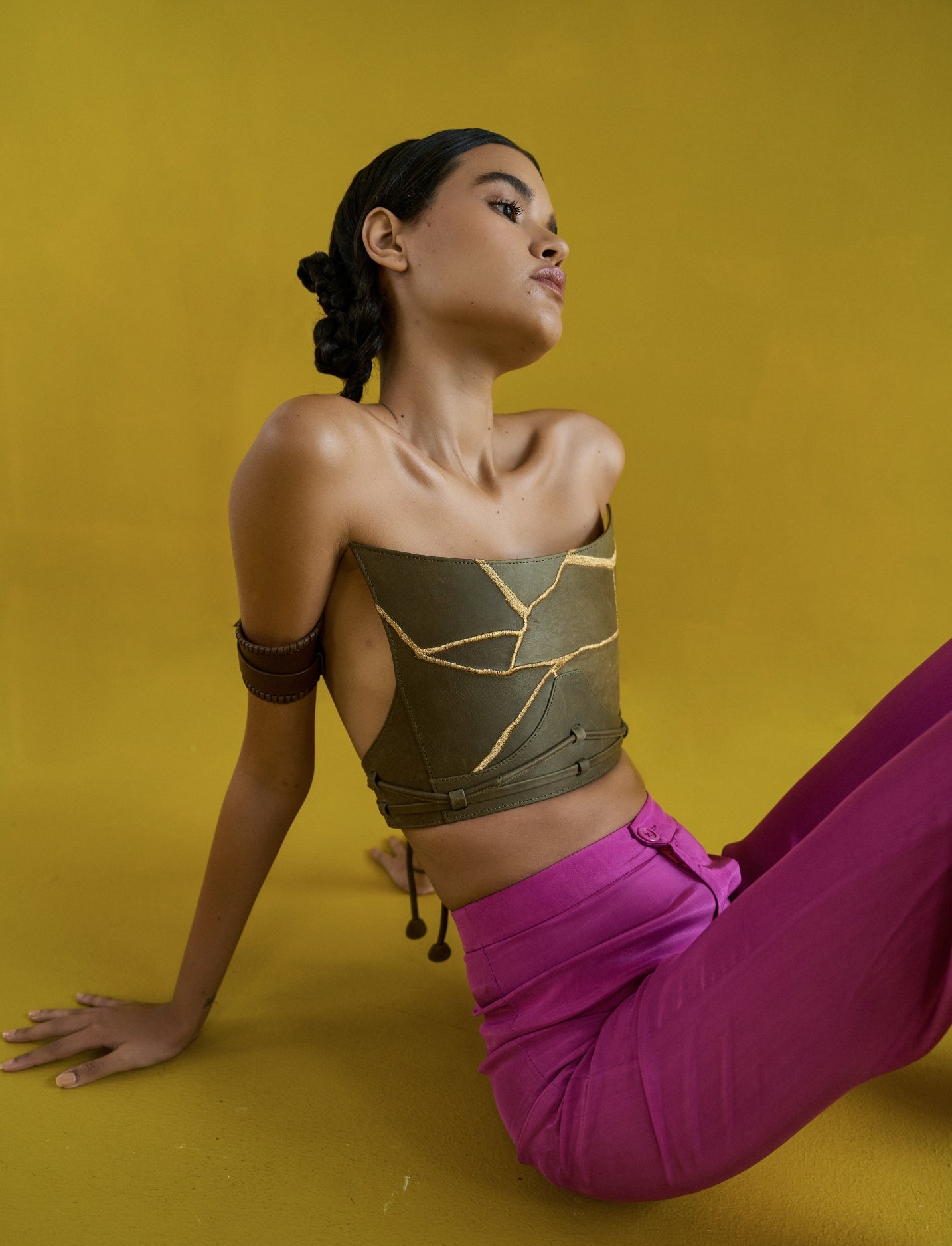 Eva Corset in Olive - CiceroniCorsetEconock