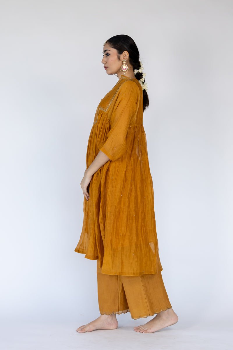 Farah Yoke Kurta Set - Mustard - CiceroniKurta Set, Festive wearNirjara