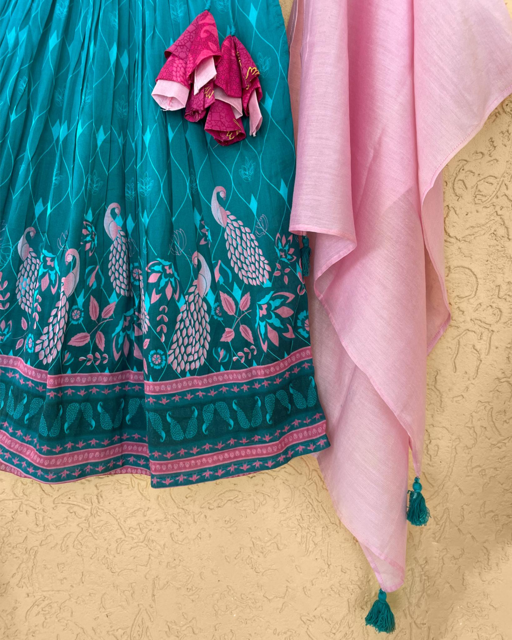Firoza Cotton Silk Printed Lehenga with Zari Embroidered Blouse and matching Dupatta - CiceroniLehenga SetMiko Lolo