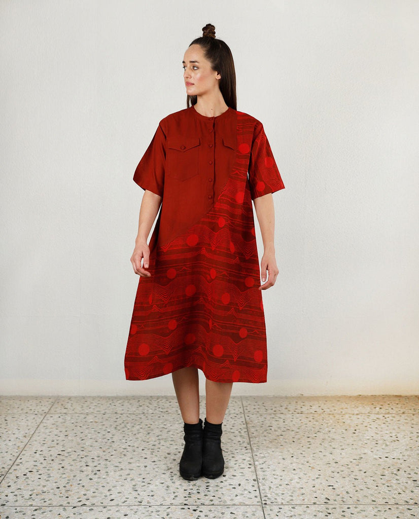 Fluid Red Pocket Dress - CiceroniDressesRias Jaipur