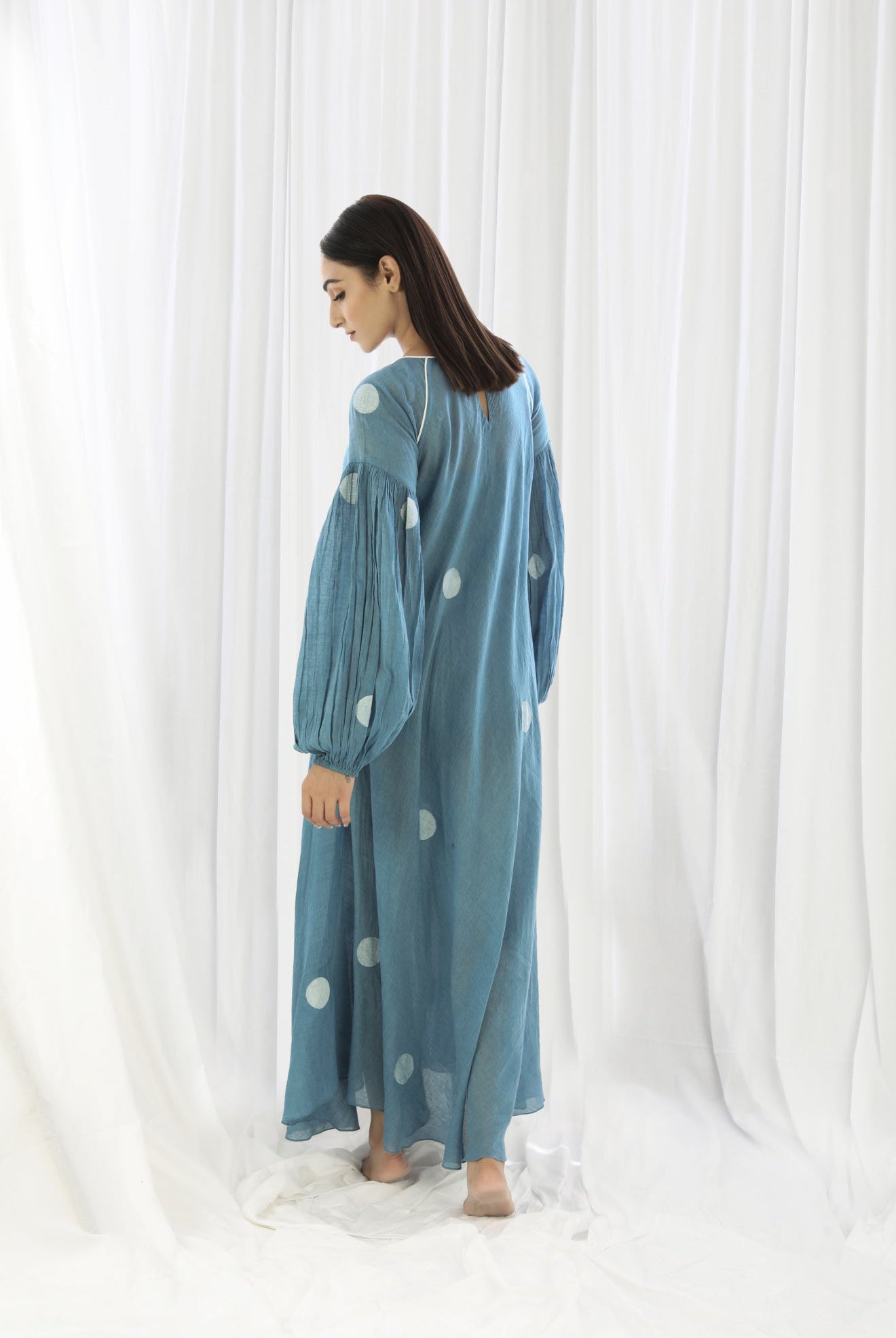 French Blue Bishop Sleeve Dress - CiceroniKhat