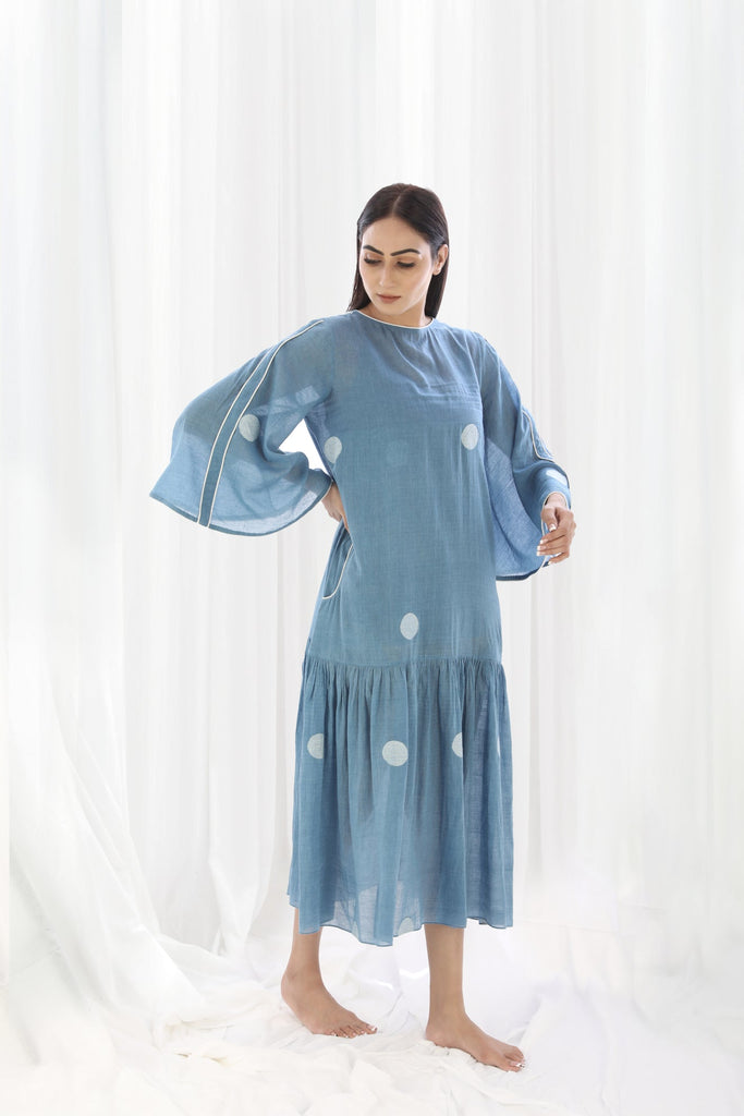 French Blue Drop Waist Dress - CiceroniKhat