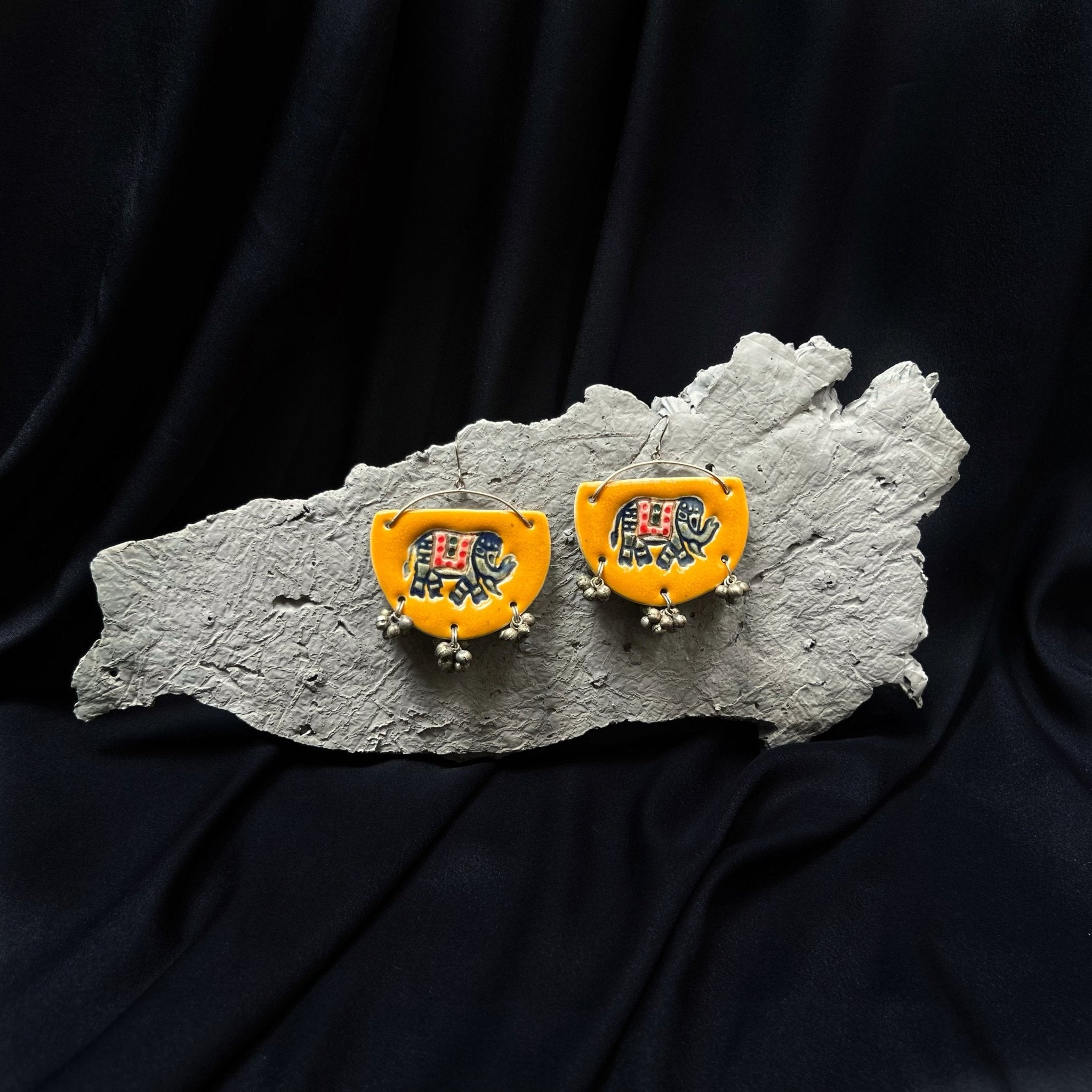 Gajaraaj Earrings - Yellow - CiceroniEarringsChaakmaati