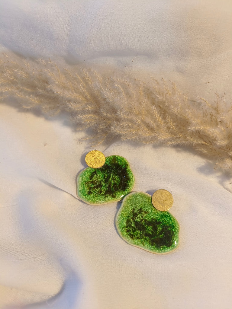 Green Irregular Ceramic and Brass Earrings - CiceroniEarringsBoundless by Shilpi