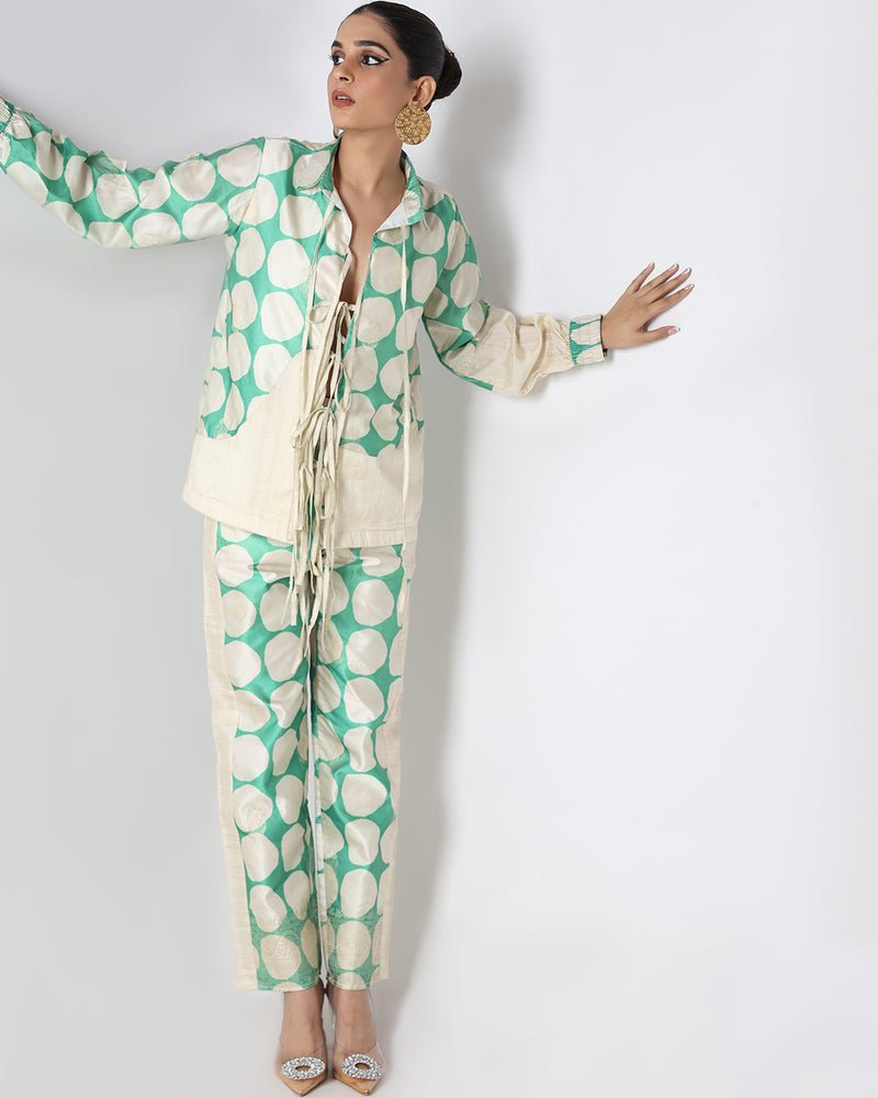 Green Polka Tie Up Co-Ord Set - CiceroniCo-ord SetShriya Singhi