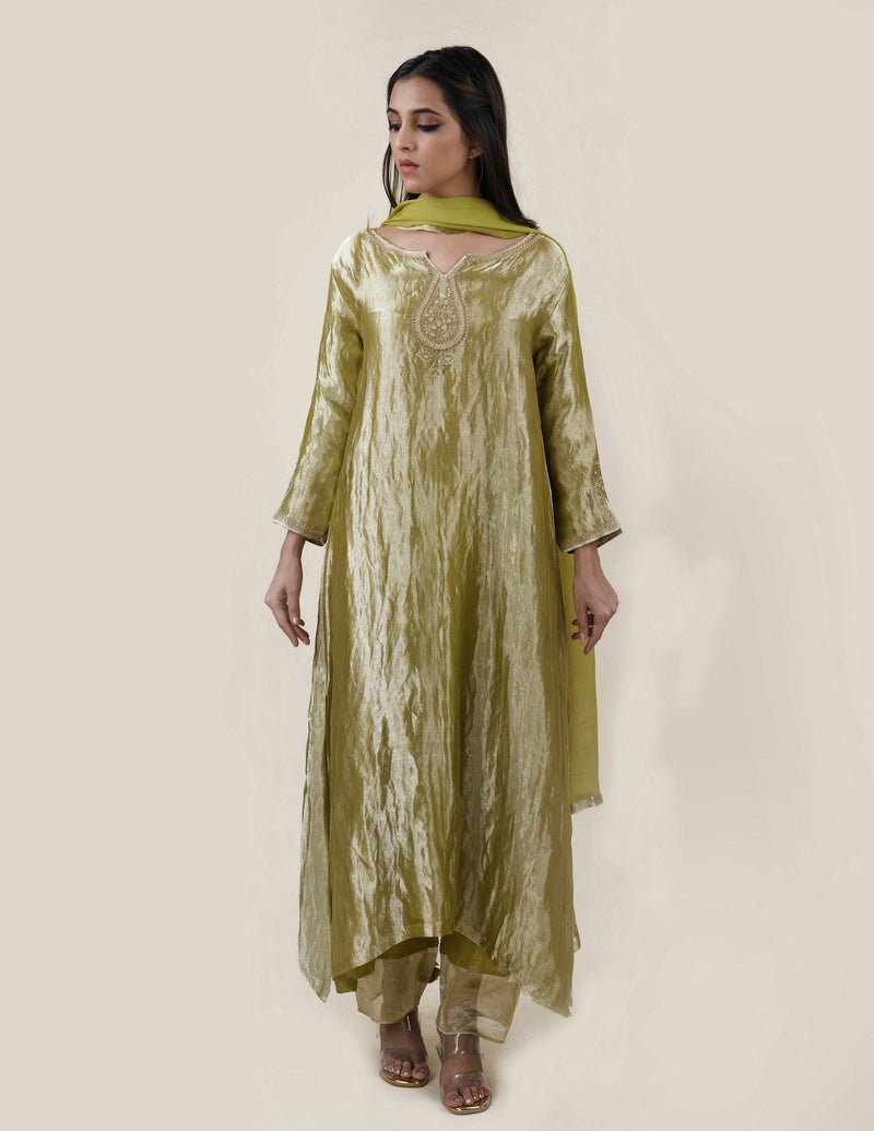Green Tissue - A-line Kurta Set - CiceroniBhavik Shah