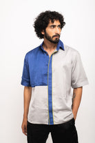 Grey-Blue Colour Blocked Shirt - CiceroniNeora