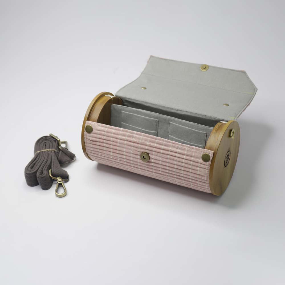 Grey Double Lines Round Clutch - CiceroniLukka Chuppi