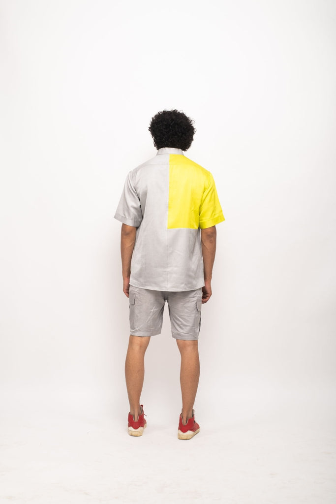 Grey-Neon Colour Blocked Shirt - CiceroniNeora