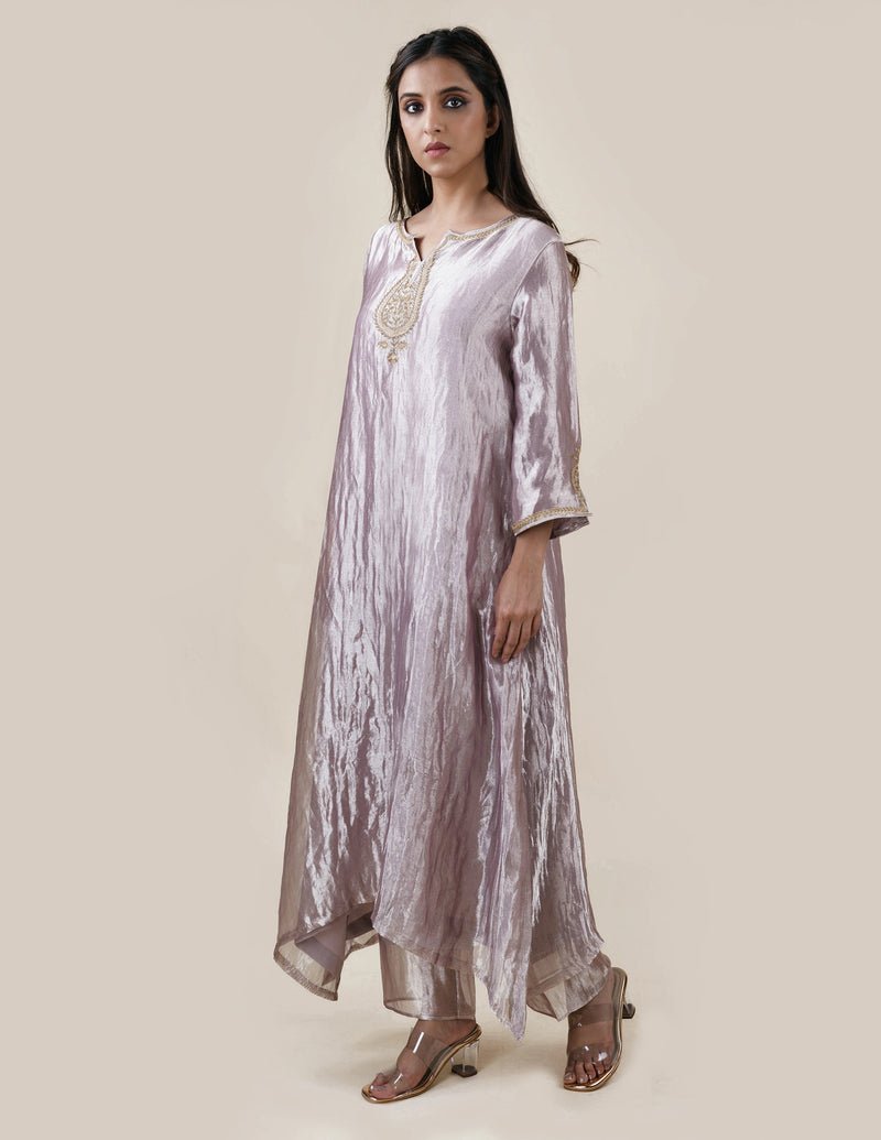 Grey Tissue - A-line Kurta Set - CiceroniBhavik Shah