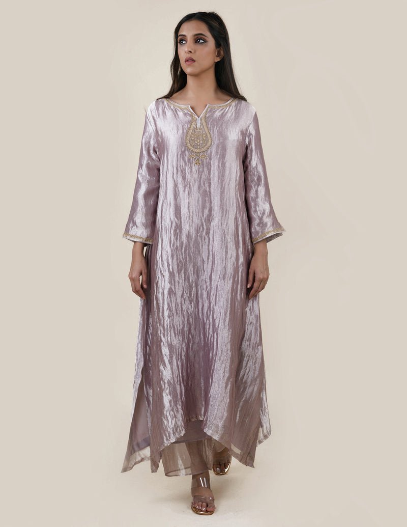 Grey Tissue - A-line Kurta Set - CiceroniBhavik Shah