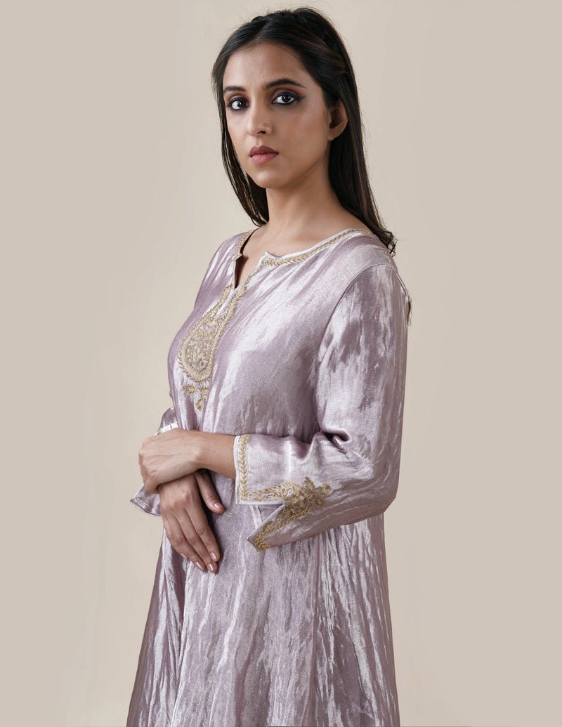 Grey Tissue - A-line Kurta Set - CiceroniBhavik Shah