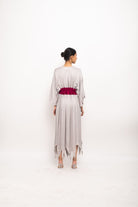 Grey-Wine Asymmetrical Cape - CiceroniDressNeora