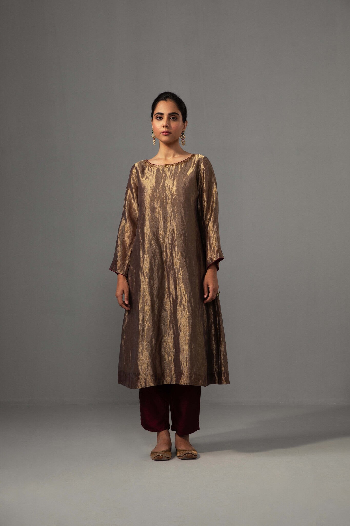 Gulnaaz Tissue Set - Gold - CiceroniKurta Set, Festive wearLabel Shreya Sharma