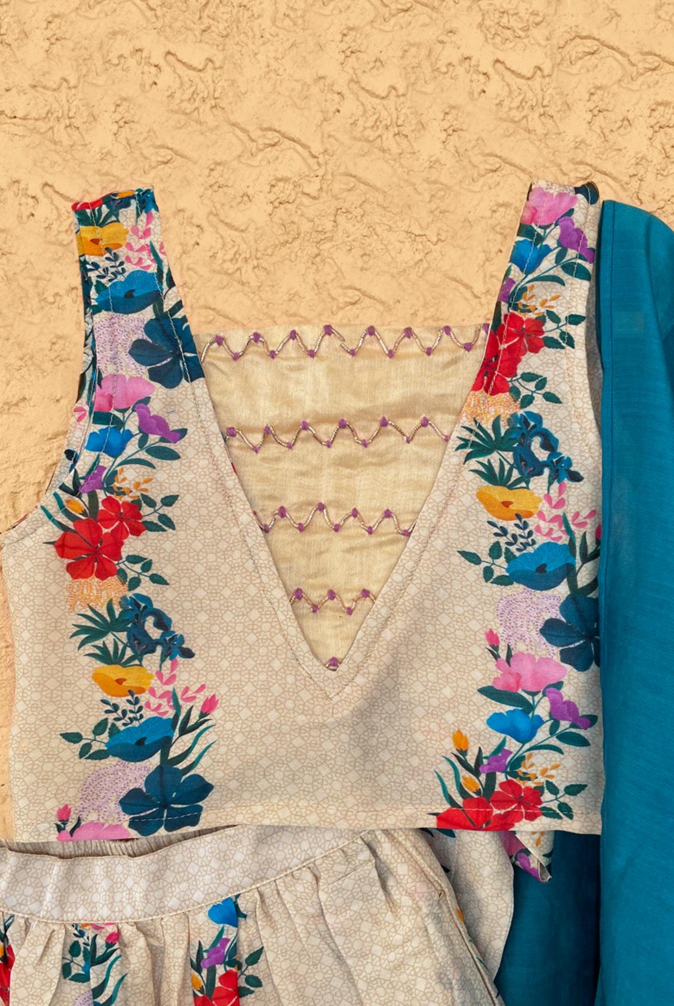 Gulzar Cotton Silk Floral Printed Lehenga with Zari Embroidered Blouse and matching Dupatta - CiceroniLehenga SetMiko Lolo