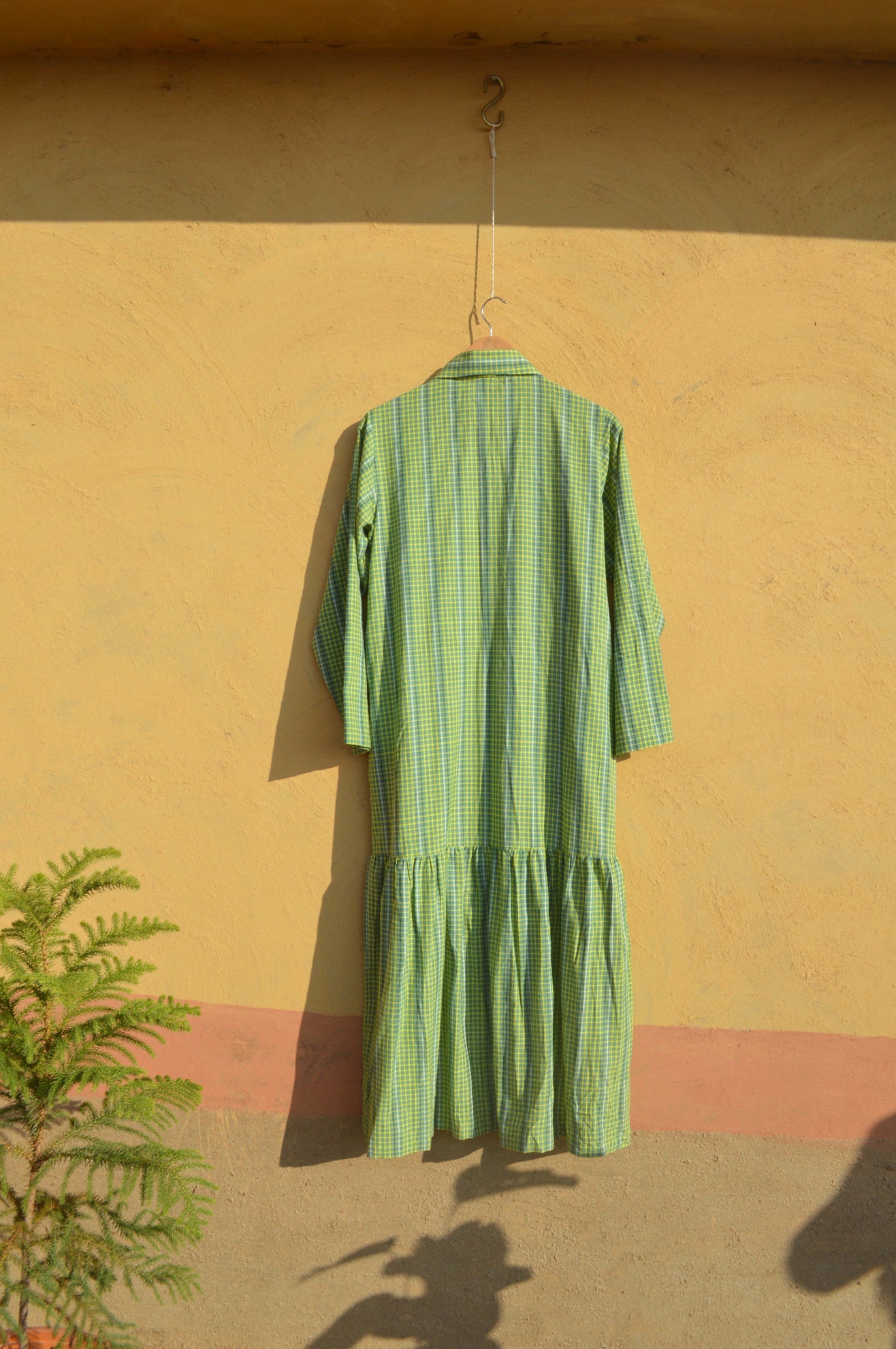 Handloom Checked dress in Green - CiceroniJohargram