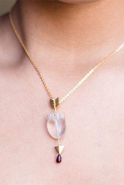 HEART Straight Arrow - White Pendant (without chain) - CiceroniBaka