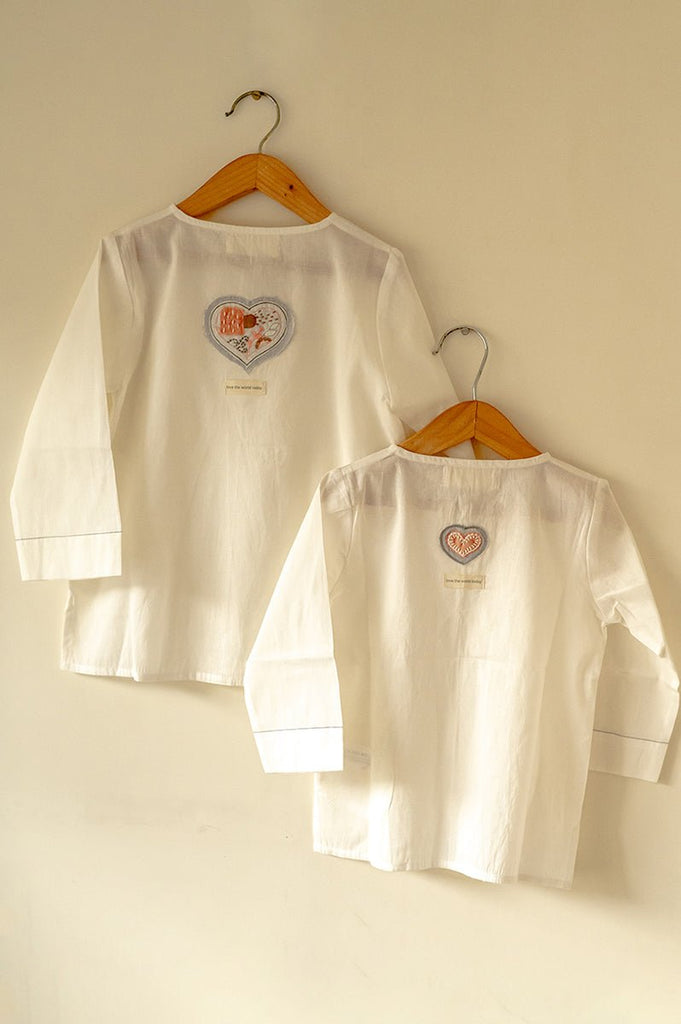 'I want to be like grandpa' White Kurta Pyjama Set in GOTS Certified Organic Cotton - CiceroniKurta SetLove The World Today