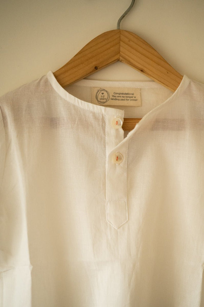 'I want to be like grandpa' White Kurta Pyjama Set in GOTS Certified Organic Cotton - CiceroniKurta SetLove The World Today