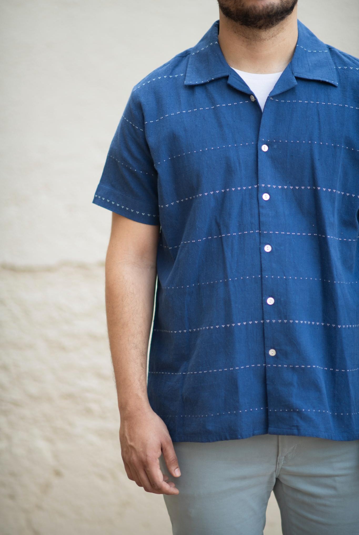 Indigo Extra Weft Shirt (Half Sleeve) - CiceroniShirtsOrganic Hanger