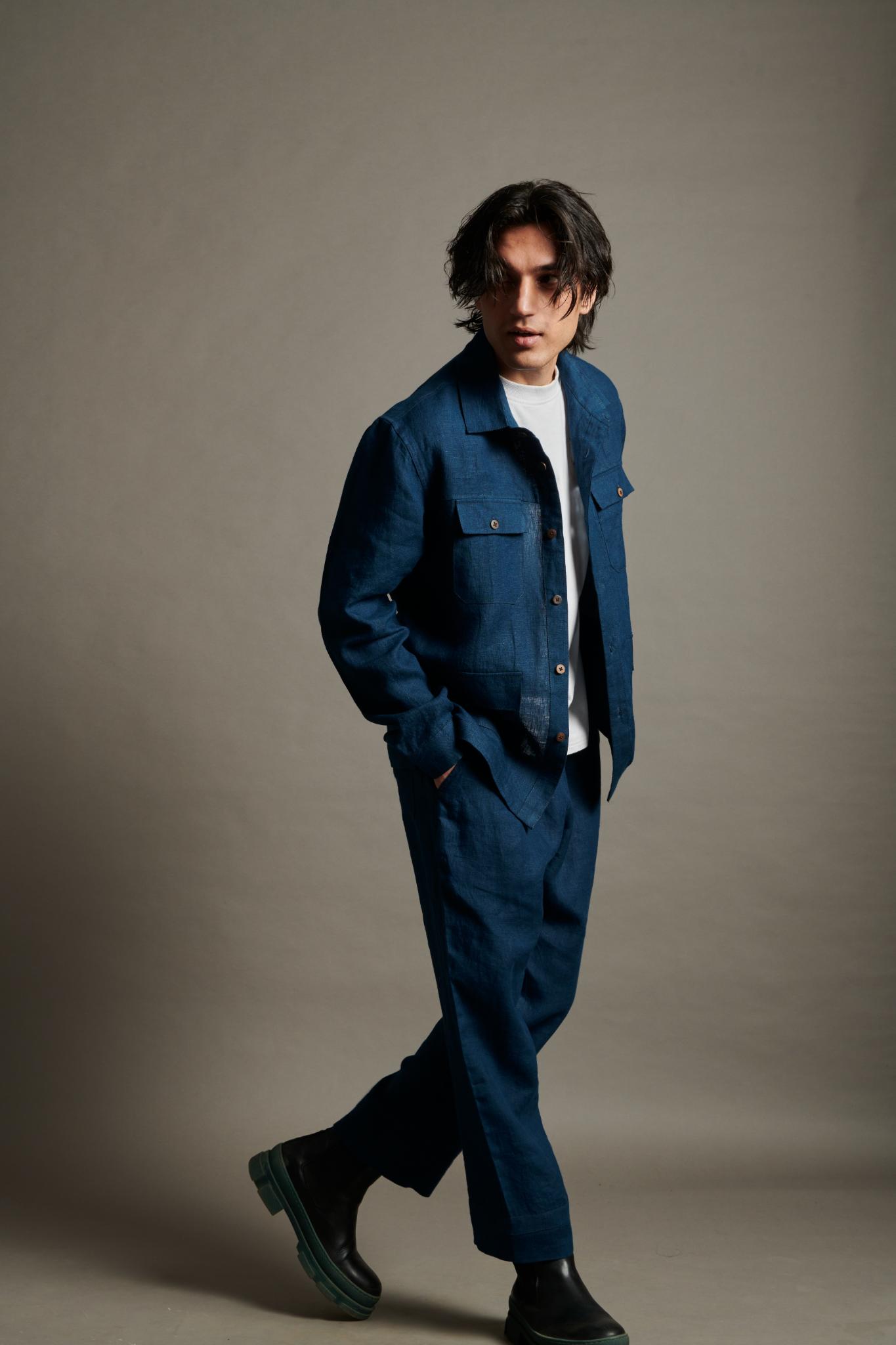 Indigo Linen Lounge Pants - CiceroniPantsSaphed
