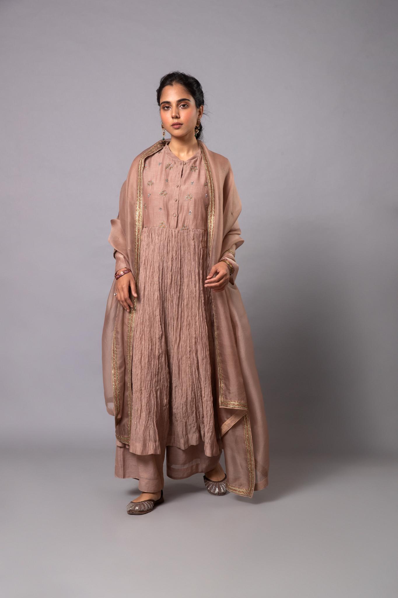 Indu Ghera Set - Beige - CiceroniKurta Set, Festive wearLabel Shreya Sharma